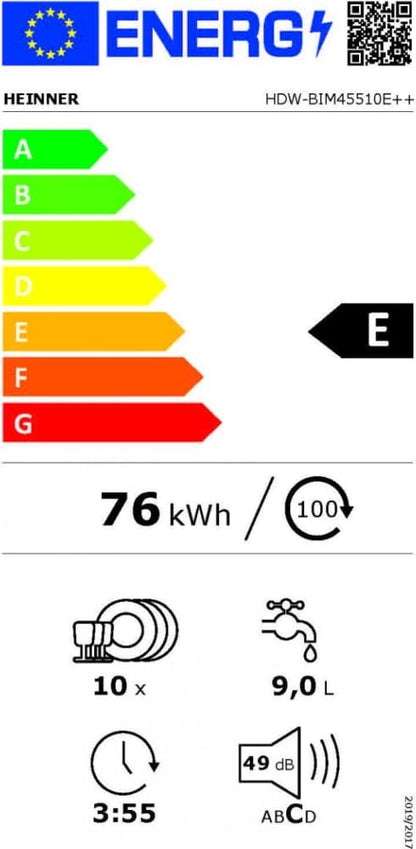 Įmontuojama indaplovė HDW-BIM45510E++ HEINNER