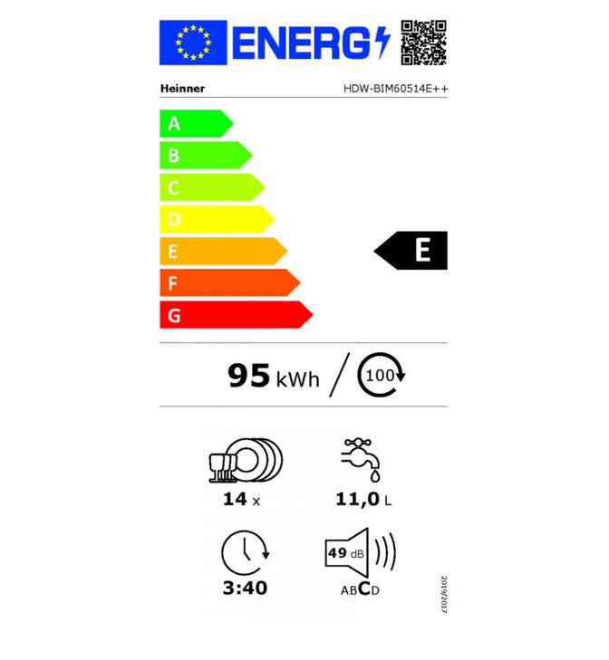 Įmontuojama indaplovė HDW-BIM60514E++ HEINNER