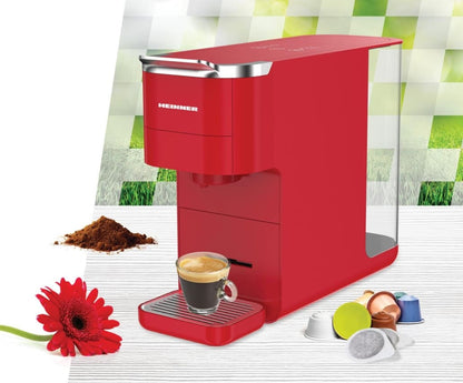 Kavos aparatas (įvairios kapsulės ir malta kava) 1525W, 1.5L HEMC-DD15RED HEINNER