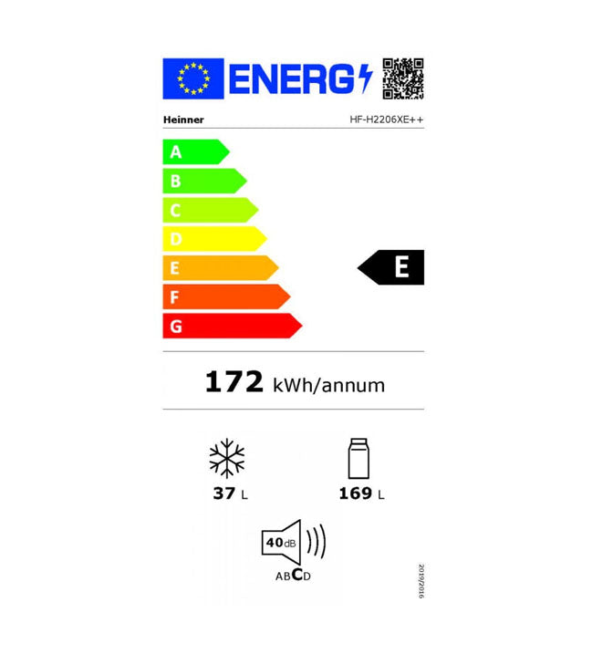 Šaldytuvas su šaldikliu viršuje HF-H2206XE++ HEINNER