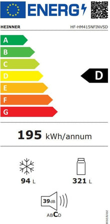 Šaldytuvas su šaldikliu viršuje HF-HM415NFINVSD HEINNER