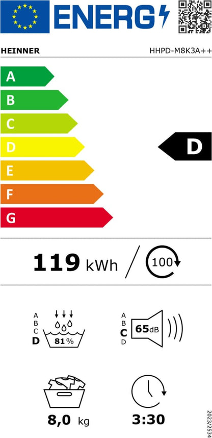 Džiovyklė 8kg HHPD-M8K3A++ HEINNER