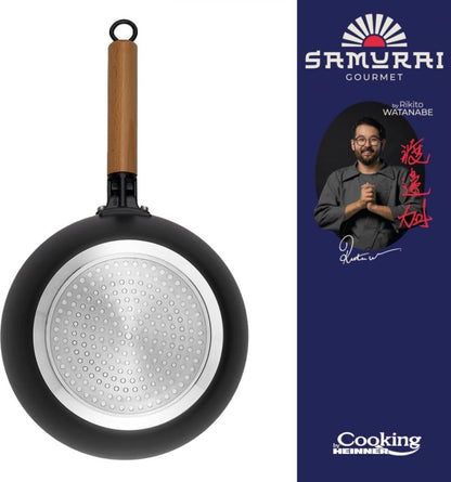 Wok keptuvė su dangčiu aliuminio su keramikos danga 26x7.5cm HR-SNT-W26 HEINNER