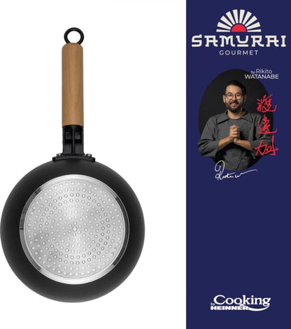 Wok keptuvė su dangčiu aliuminio su keramikos danga 20x7cm HR-SNT-WC20 HEINNER