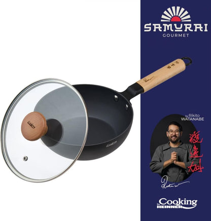 Wok keptuvė su dangčiu aliuminio su keramikos danga 20x7cm HR-SNT-WC20 HEINNER