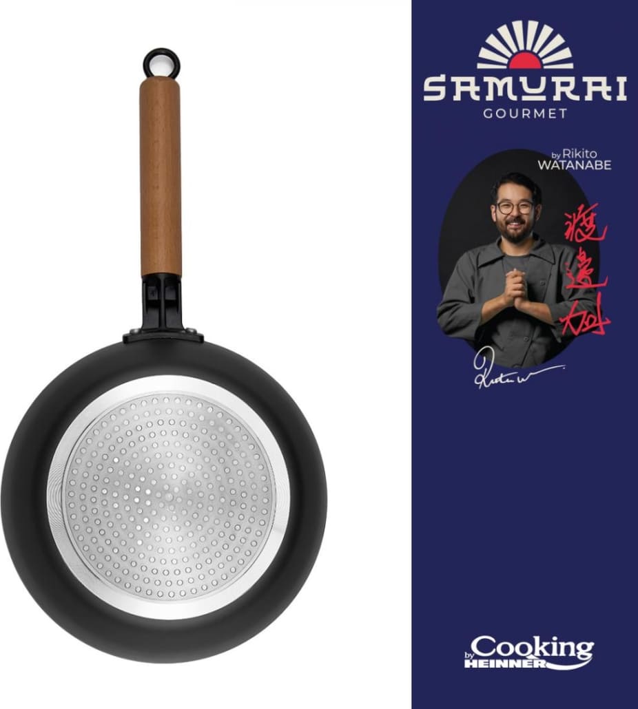 Wok keptuvė su dangčiu aliuminio su keramikos danga 24x7.5cm HR-SNT-WC24 HEINNER