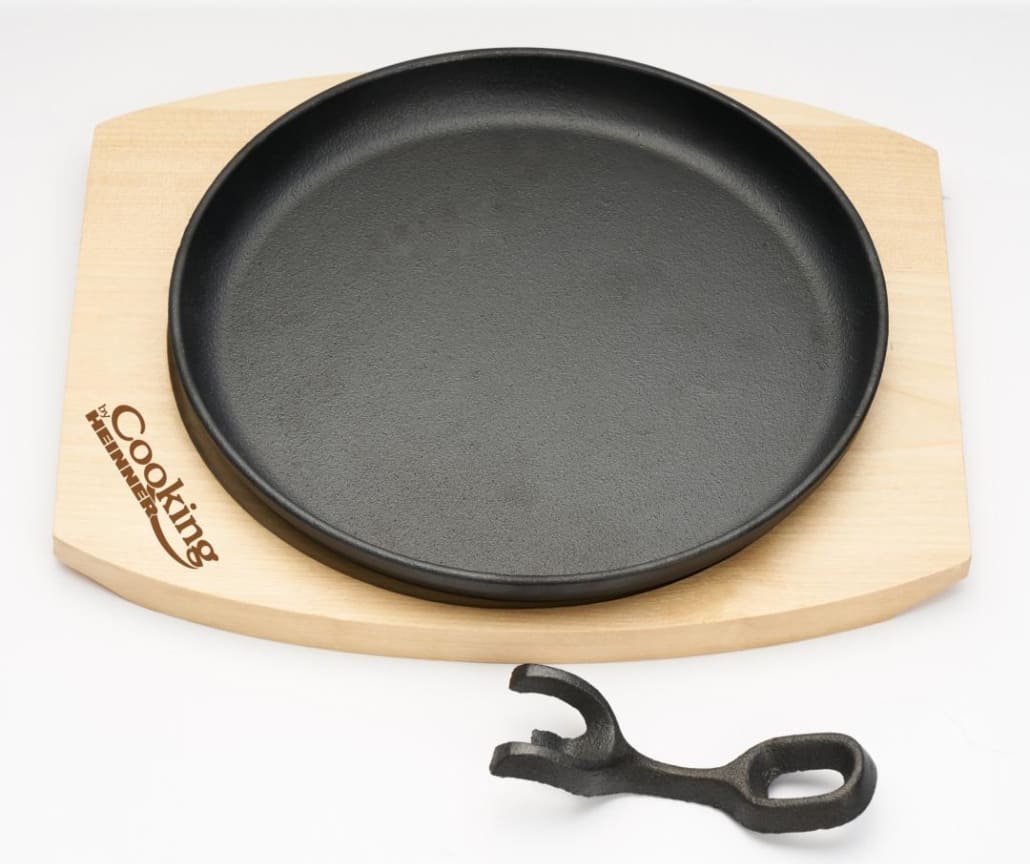 Keptuvė steikams su medine baze ketaus 22cm HR-YT-912 HEINNER