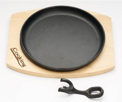 Keptuvė steikams su medine baze ketaus 22cm HR-YT-912 HEINNER
