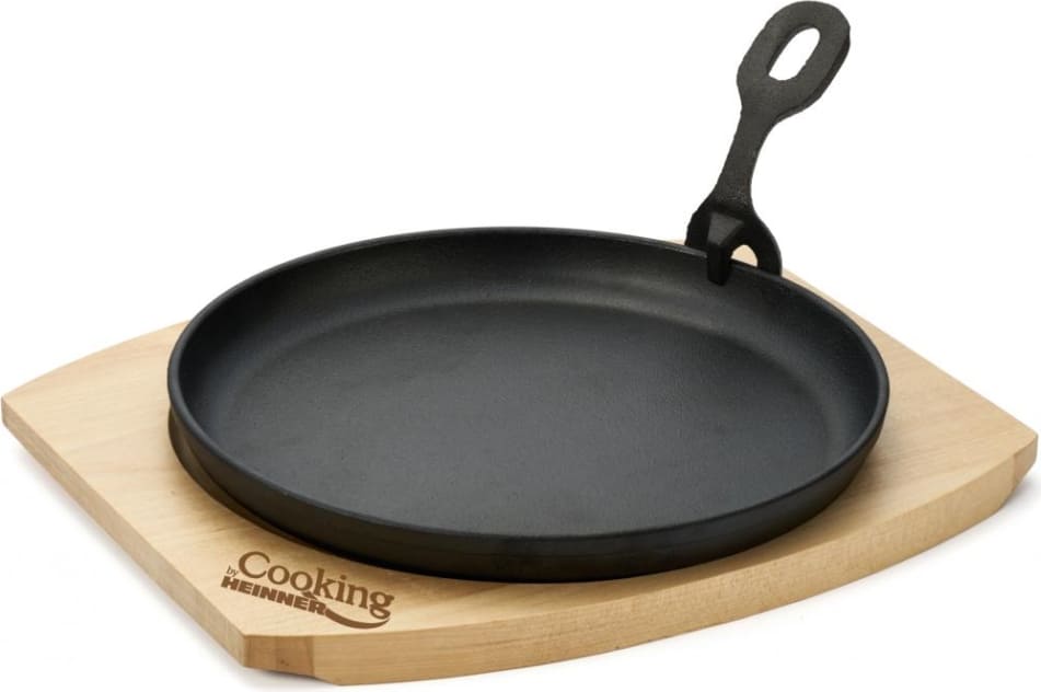 Keptuvė steikams su medine baze ketaus 22cm HR-YT-912 HEINNER