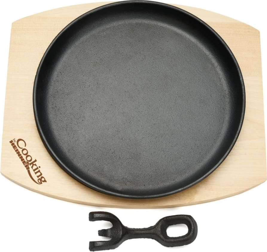 Keptuvė steikams su medine baze ketaus 22cm HR-YT-912 HEINNER