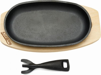 Keptuvė steikams su medine baze ketaus 24x14cm HR-YT-995 HEINNER