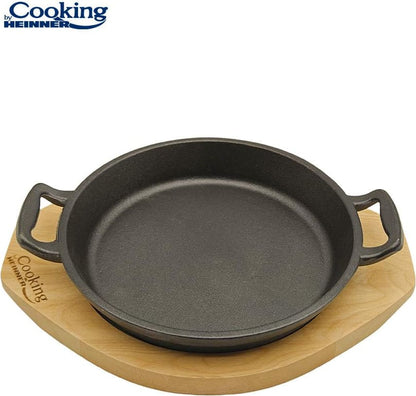 Keptuvė su mediniu padėkliuku ketaus 20cm HR-ZVC-T20 HEINNER
