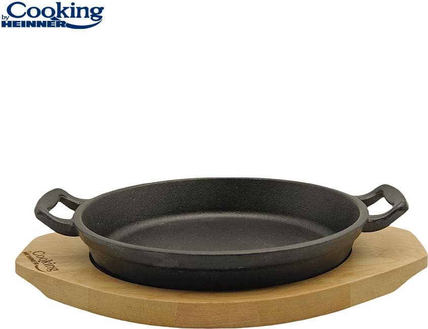 Keptuvė su mediniu padėkliuku ketaus 20cm HR-ZVC-T20 HEINNER