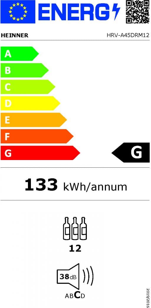 Vyno spintelė HRV-A45DRM12 HEINNER
