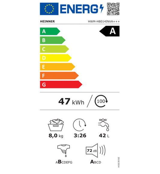 Skalbimo mašina 9kg HWM-H8014INVA+++ HEINNER