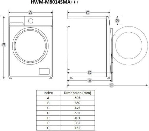 Skalbimo mašina HWM-M8014SMA+++ HEINNER