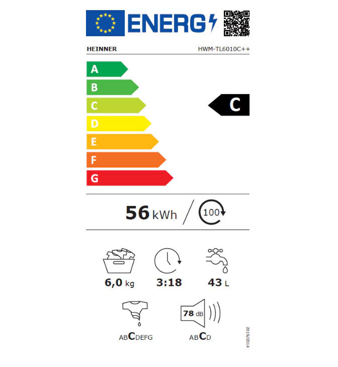Skalbimo mašina, vertikalus 6kg HWM-TL6010C++ HEINNER