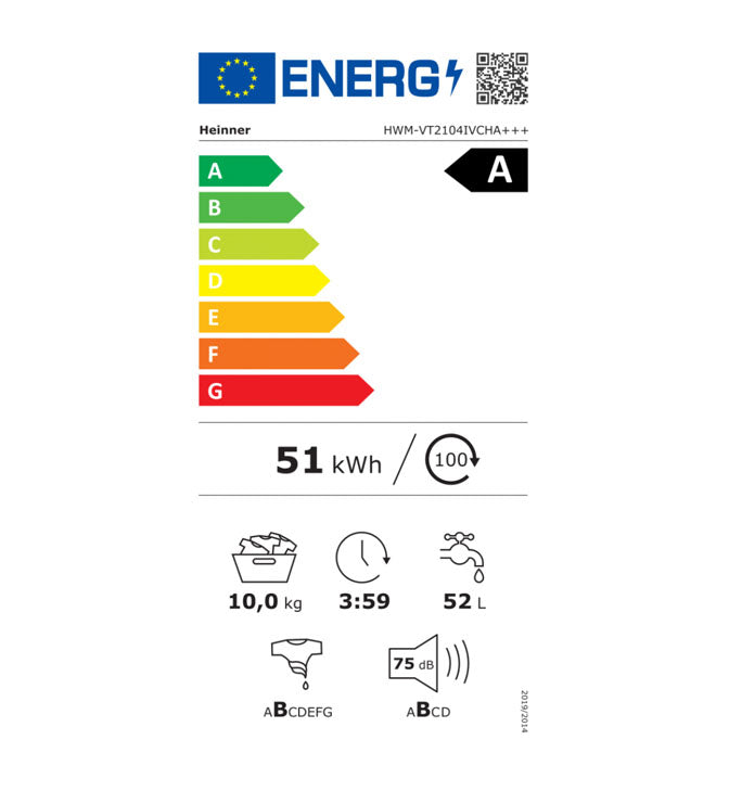 Skalbimo mašina 10kg HWM-VT2104IVCHA+++ HEINNER