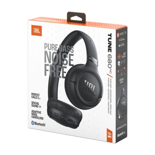 JBL Tune 680NC Bluetooth belaidės ant ausų dedamos ausinės, juoda spalva