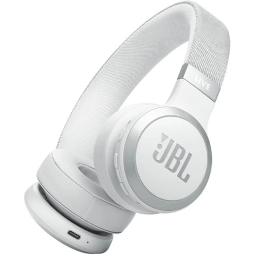 JBL Live 670NC Bluetooth belaidės ant ausų dedamos ausinės, balta spalva