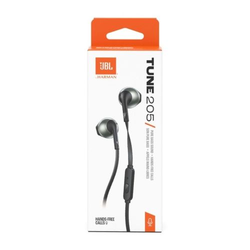 JBL Tune 205 į ausis laidinės ausinės, juoda spalva