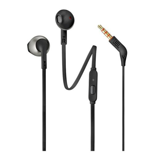 JBL Tune 205 į ausis laidinės ausinės, juoda spalva