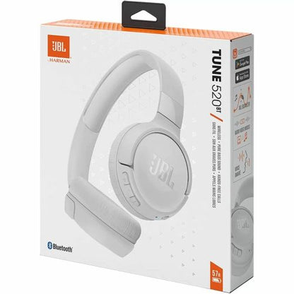 JBL Tune 520BT Bluetooth belaidės ant ausų dedamos ausinės, balta spalva