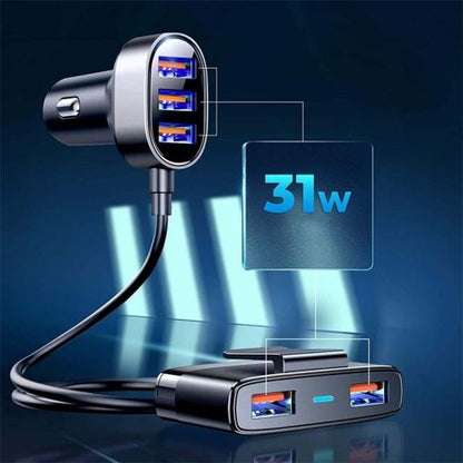 Joyroom automobilinis įkroviklis 5-in-1, U+U+U+U+U 31 W, (JR-CL03), juoda spalva