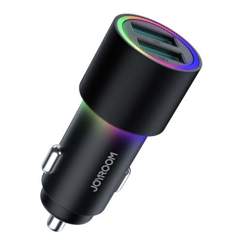 Joyroom automobilinis įkroviklis U+U, 24 W, LED šviestuvas, (JR-CL10), juoda spalva