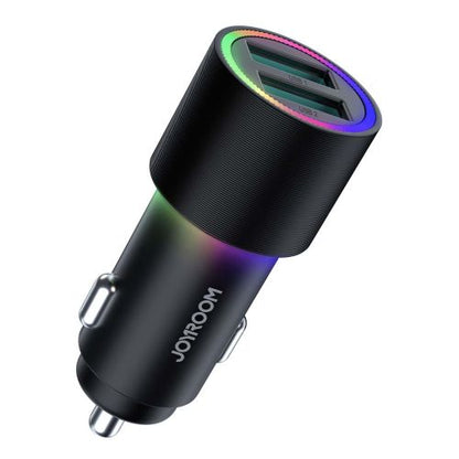Joyroom automobilinis įkroviklis U+U, 24 W, LED šviestuvas, (JR-CL10), juoda spalva