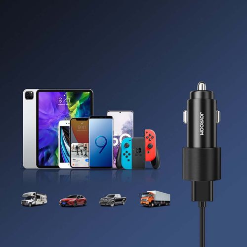 Joyroom automobilinis įkroviklis U+U, 24 W, LED šviestuvas, (JR-CL10), juoda spalva