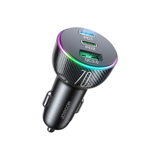Joyroom automobilinis įkroviklis 3-in-1, (C+C+U) Bluetooth Fm Transmitter, PD 70 W, (JR-CL26), juoda spalva