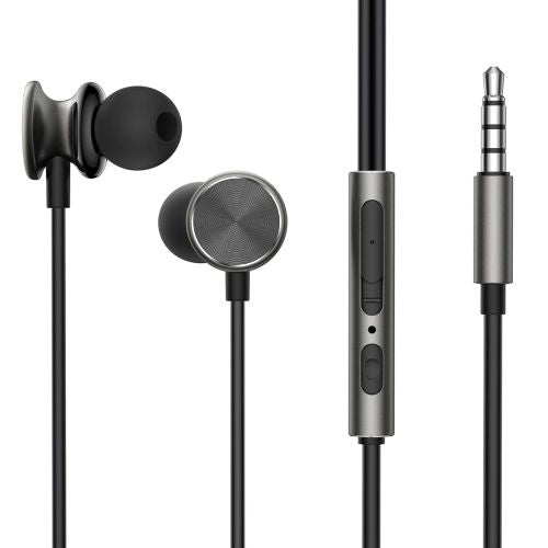 Joyroom ausinės laidinis, į ausis ausinės su Remote ir mikrofonas, 3.5 mm Jack, (JR-EW03), tamsiai pilka spalva