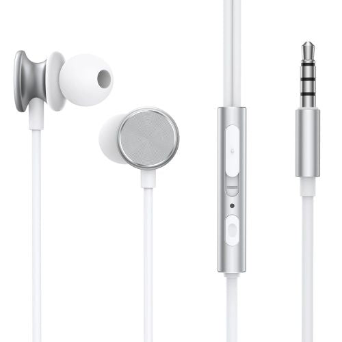 Joyroom ausinės laidinis, į ausis ausinės su Remote ir mikrofonas, 3.5 mm Jack, (JR-EW03), sidabrinė spalva