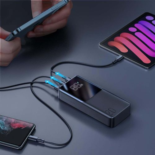Joyroom išorinė baterija su skaitmeninis Display C+U+U, PD 22.5 W, 20000 mAh su Micro-USB input, (JR-QP192), juoda spalva