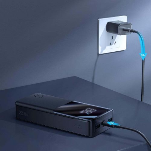 Joyroom išorinė baterija su skaitmeninis Display C+U+U, PD 22.5 W, 20000 mAh su Micro-USB input, (JR-QP192), juoda spalva