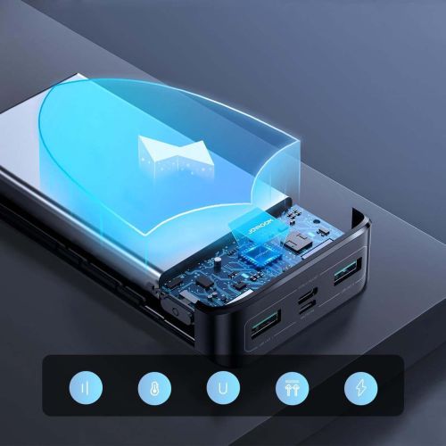 Joyroom išorinė baterija su skaitmeninis Display C+U+U, PD 22.5 W, 20000 mAh su Micro-USB input, (JR-QP192), juoda spalva