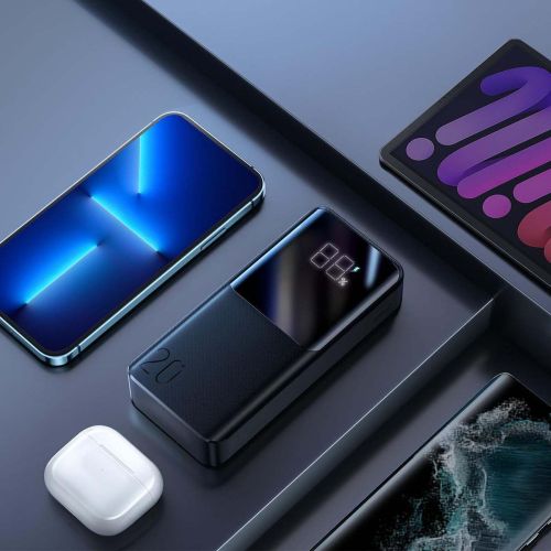 Joyroom išorinė baterija su skaitmeninis Display C+U+U, PD 22.5 W, 20000 mAh su Micro-USB input, (JR-QP192), juoda spalva