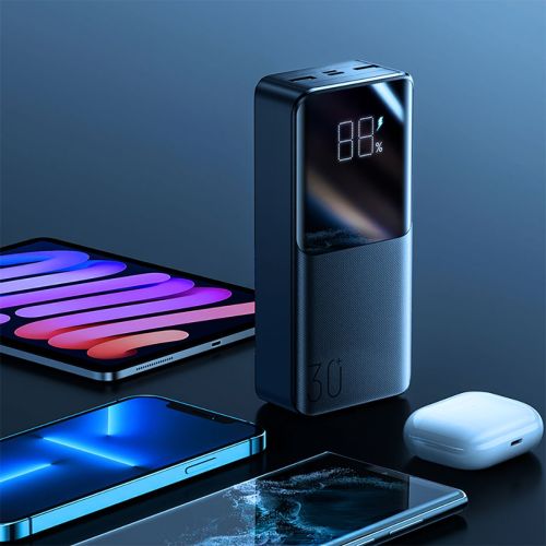 Joyroom išorinė baterija su skaitmeninis Display C+U+U, PD 22.5 W, 30000 mAh, (JR-QP193), juoda spalva