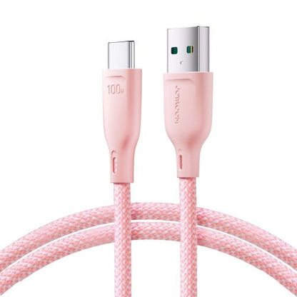 Joyroom USB - Type-C Multi-Color Series greitasis įkrovimas ir duomenų laidas, 100 W, 1m, (S-A34), rožinė spalva