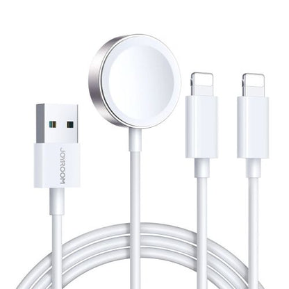 Joyroom belaidis įkroviklis 3-in-1 Qi+Lightning+Lightning laidas skirtas iPhone ir Apple Watch All Series su USB laidas 1.2m