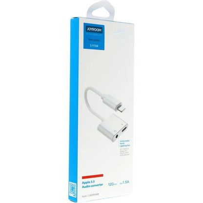 Joyroom adapteris Lightning į Lightning/ 3.5 mm Mini Jack, 0.12m, (S-Y104), balta spalva