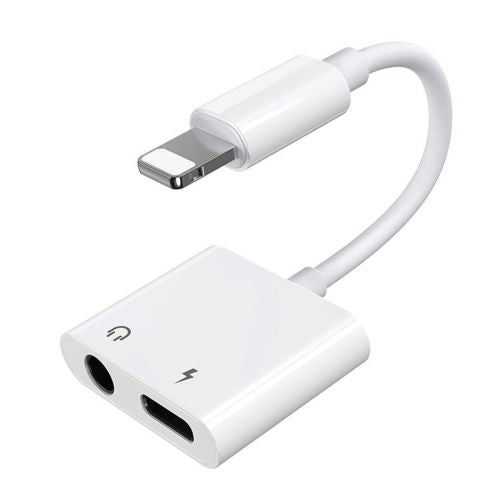 Joyroom adapteris Lightning į Lightning/ 3.5 mm Mini Jack, 0.12m, (S-Y104), balta spalva