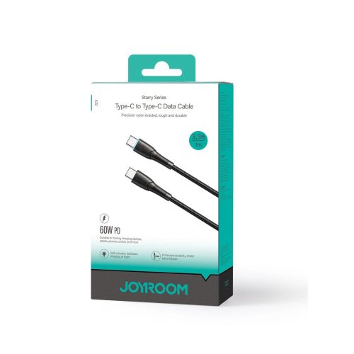Joyroom Type-C - USB-C laidas Starry Series, 480mb/s, 60 W, 1m, (SA32-CC3), juoda spalva