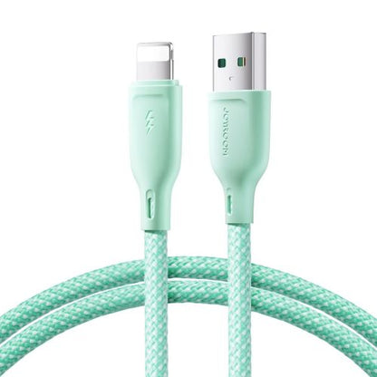 Joyroom USB - Lightning laidas Multi-Color Series A14, 480mb/s, 3A, 1.2m, (SA34-AL3), žalia spalva