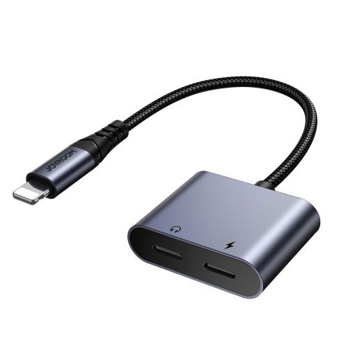 Joyroom adapteris DAC 2-in-1 Lightning į Lightning/ Lightning, 60 W, 0.12m, (JR-SY-L02), juoda spalva