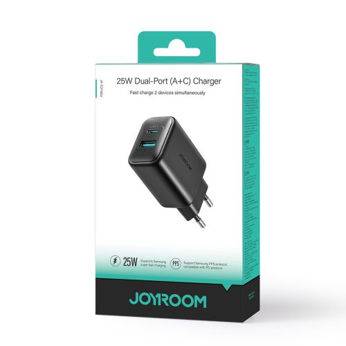 Joyroom kelioninis įkroviklis C+U. PD 25 W, SFC, PPS, (JR-TCF13), juoda spalva