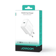 Joyroom kelioninis įkroviklis Type-C. PD 30 W, SFC, PPS, (JR-TCF24), balta spalva