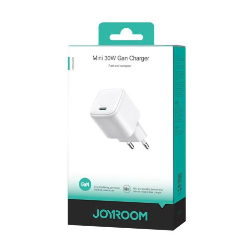 Joyroom kelioninis įkroviklis Mini GaN greitasis įkroviklis Type-C, PD 30 W, (JR-TCG15), balta spalva