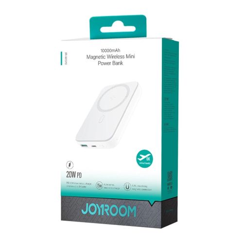 Joyroom išorinė baterija magnetinis belaidis įkrovimas, MagSafe, C+U, PD 20 W, 10000 mAh, su USB - Lightning laidas (0.25m)